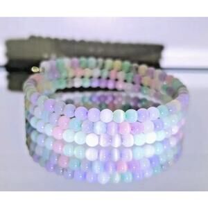 Multi-Color Cat Eye Memory Wire Bracelet #363